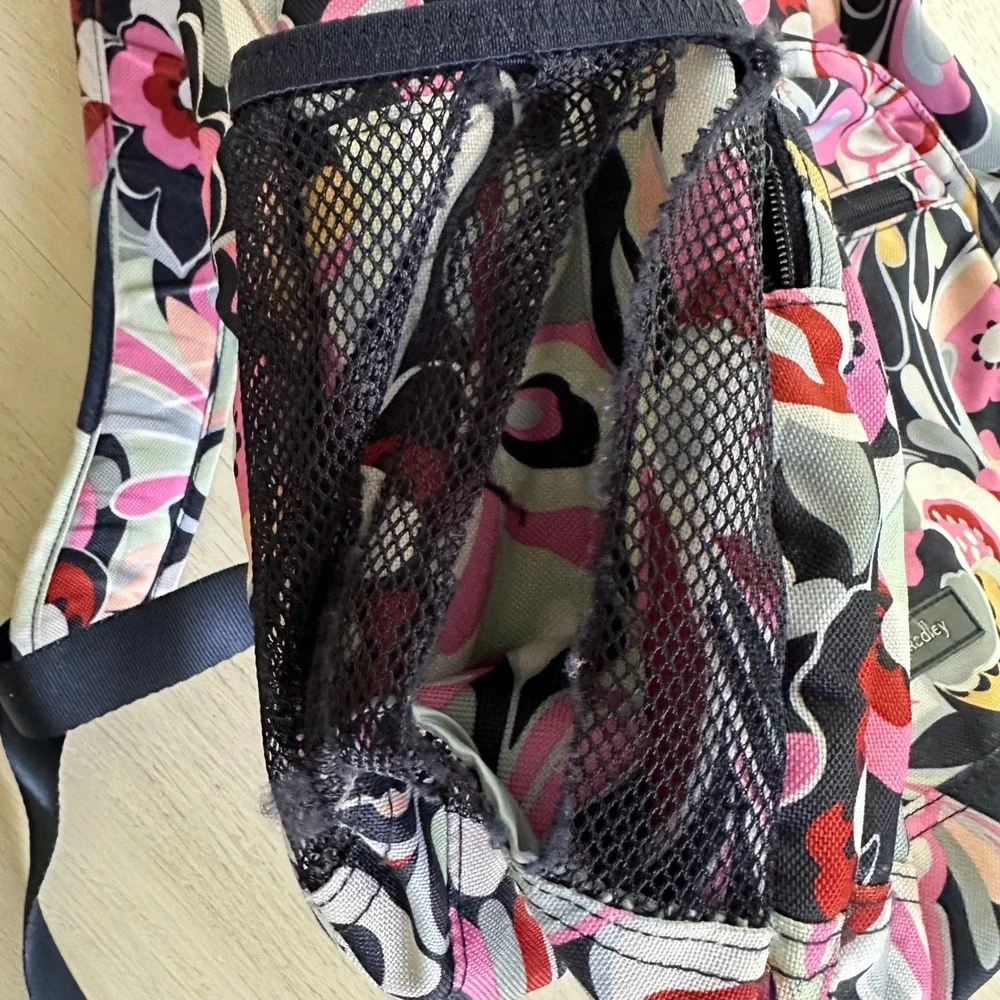 Vera Bradley‎ Floral Paisley Canvas Backpack Pink Navy Grey Multi-Compartment